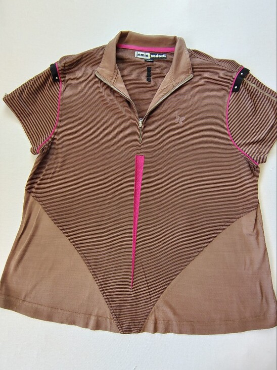 jamie sadock Tops - jamie sadock Brown and Pink Golf Jacket Label Detail Size XL.